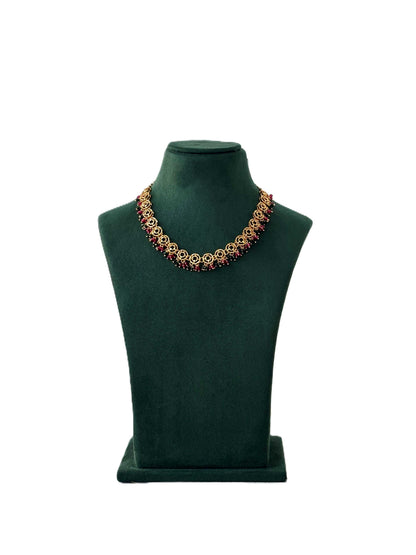 Circular Link Gold-Plated Bead Necklace