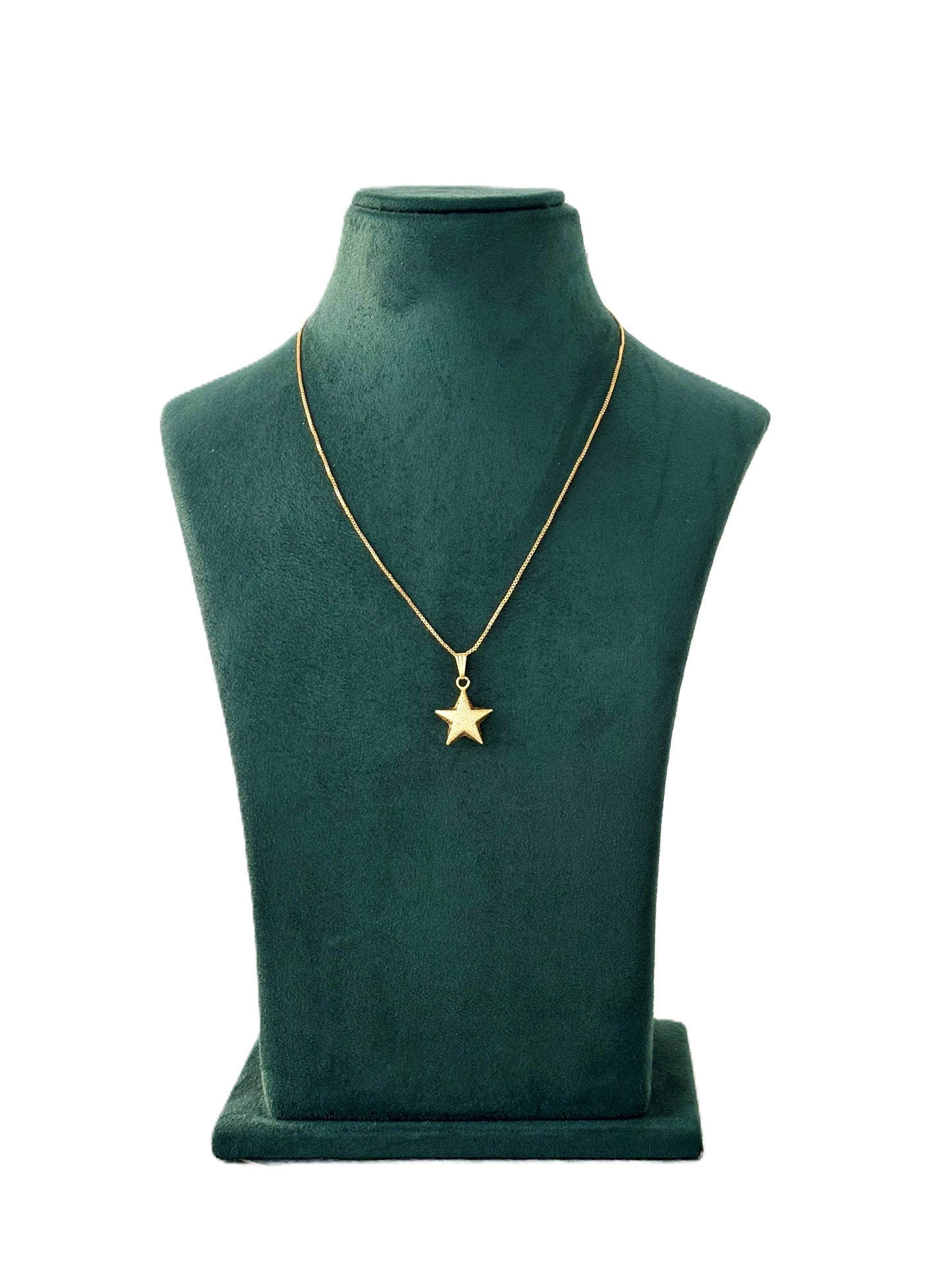 Gold-Plated Textured Star Pendant Necklace