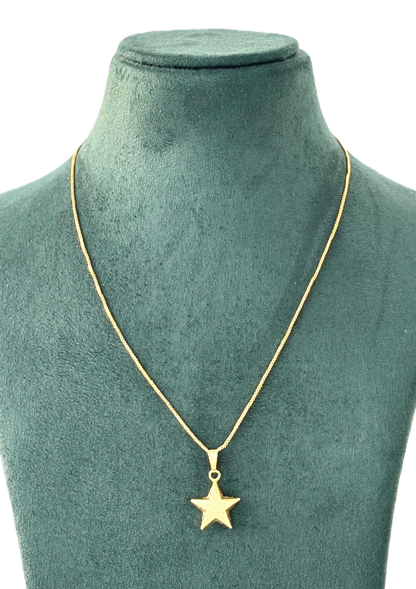 Gold-Plated Textured Star Pendant Necklace