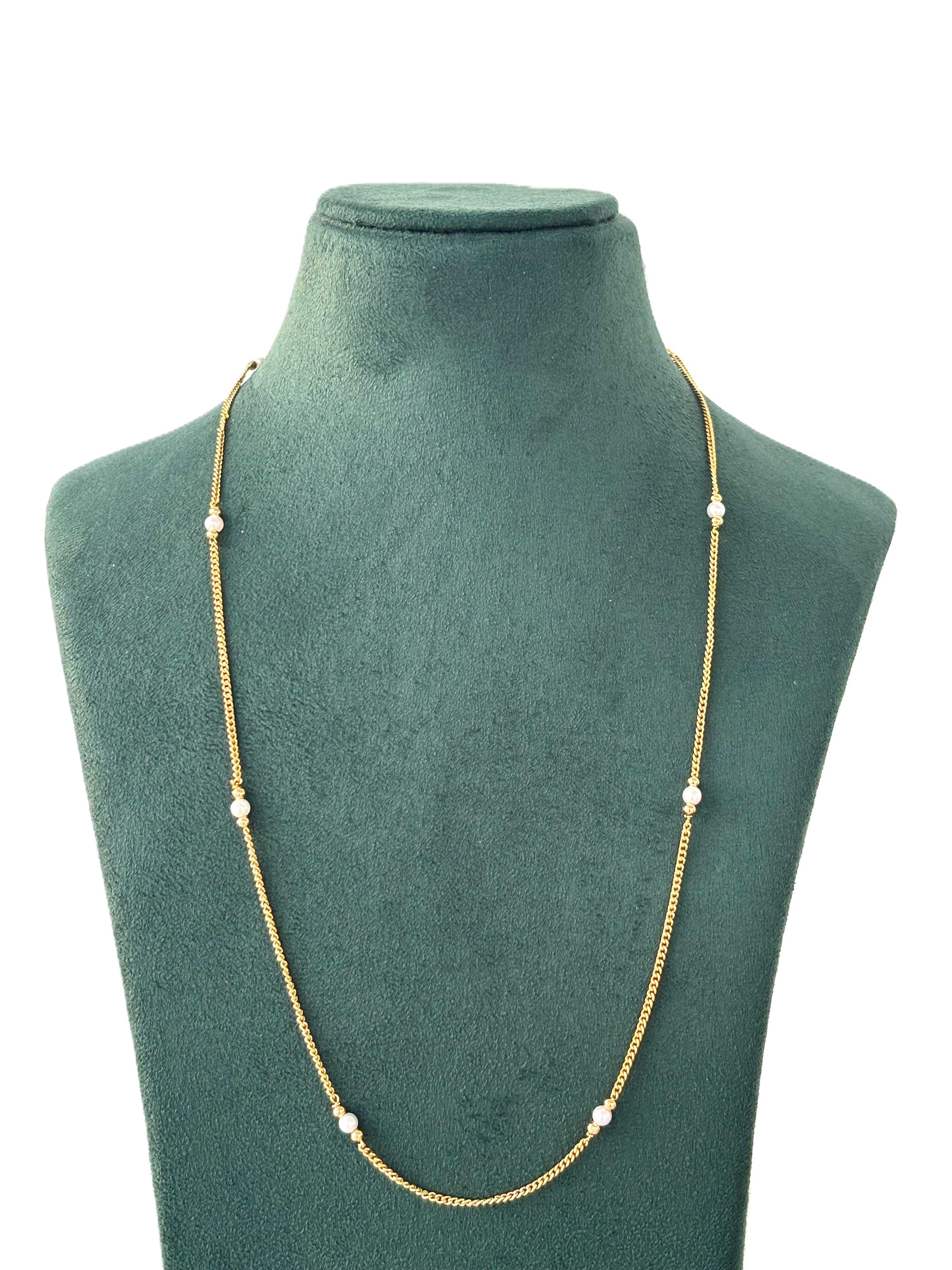Gold-Plated Chain with Pearl Accents 24 Inches