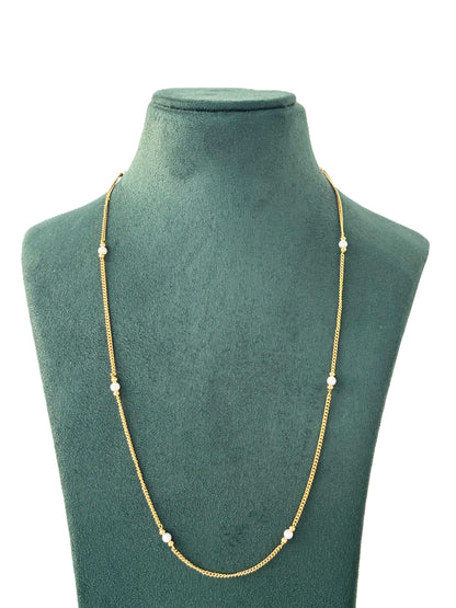 Gold-Plated Chain with Pearl Accents 24 Inches