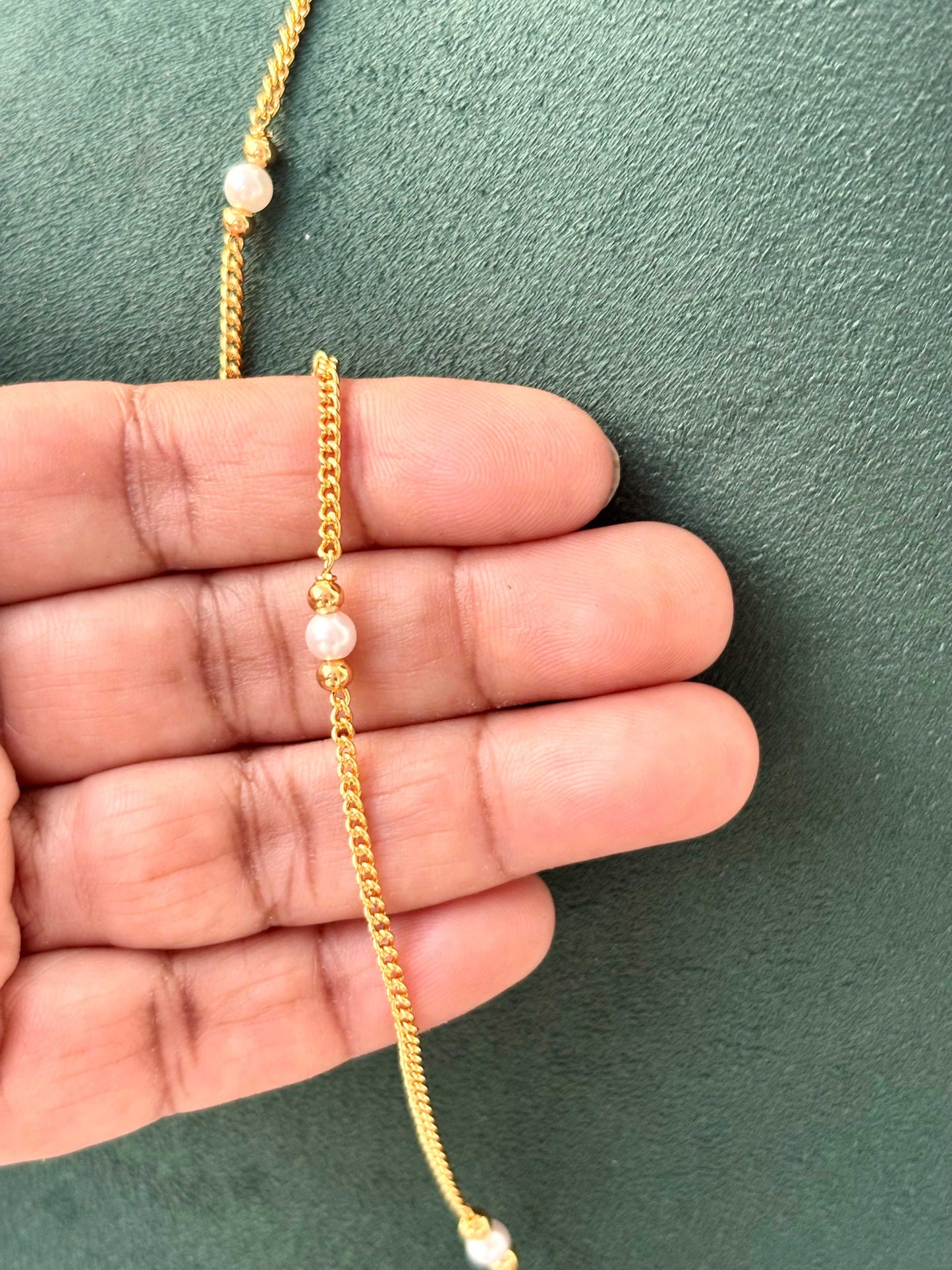 Gold-Plated Chain with Pearl Accents 24 Inches