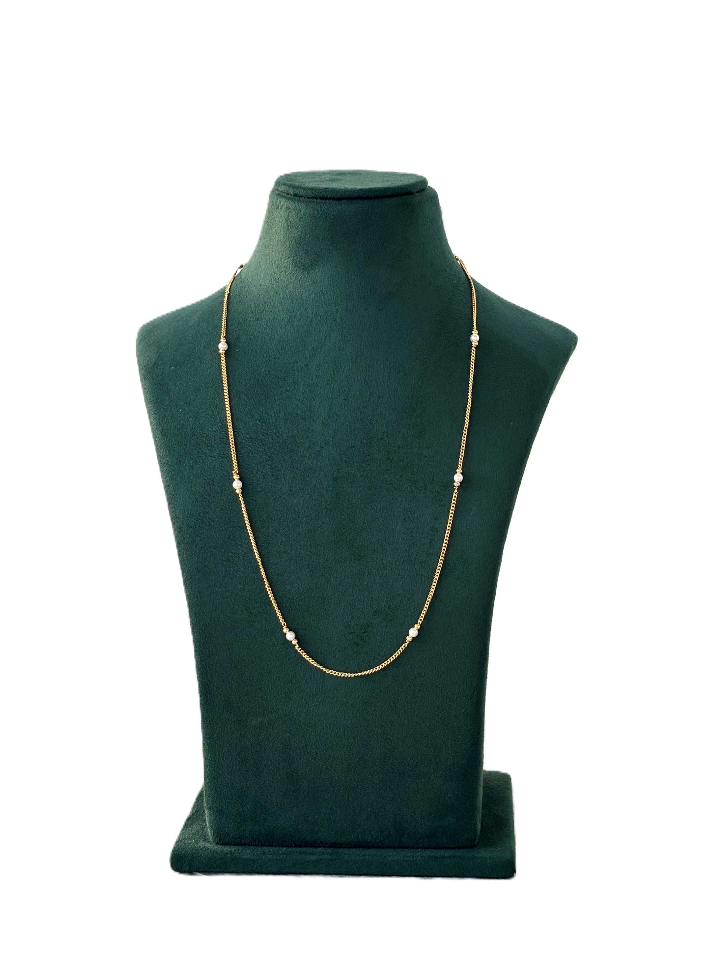 Gold-Plated Chain with Pearl Accents 24 Inches
