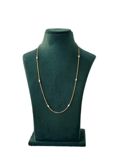 Gold-Plated Chain with Pearl Accents 24 Inches
