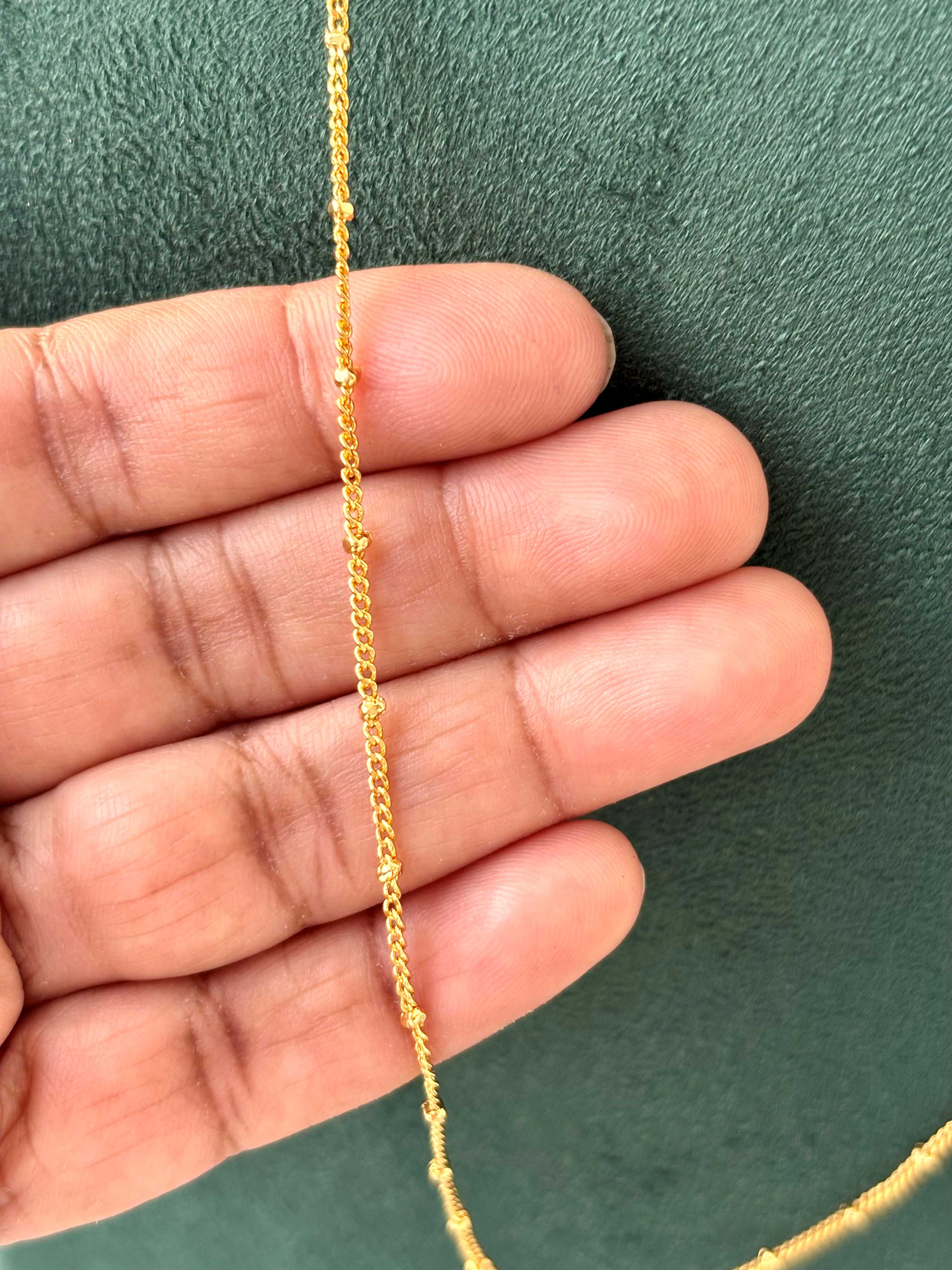 Textured Tiny Bead Gold-Plated Chain