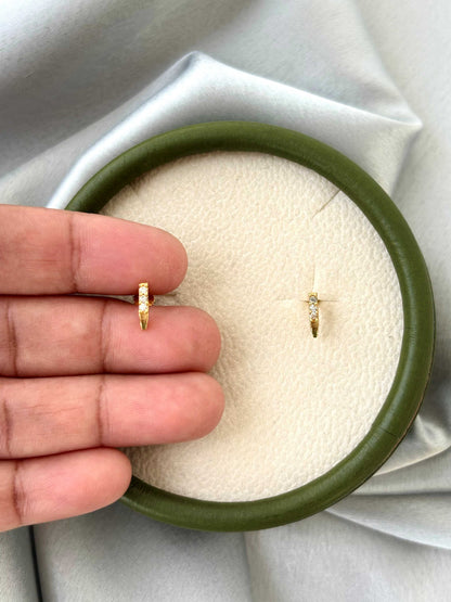 White Stone Gold-Plated Bar Earrings