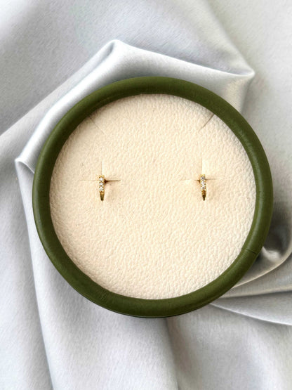 White Stone Gold-Plated Bar Earrings