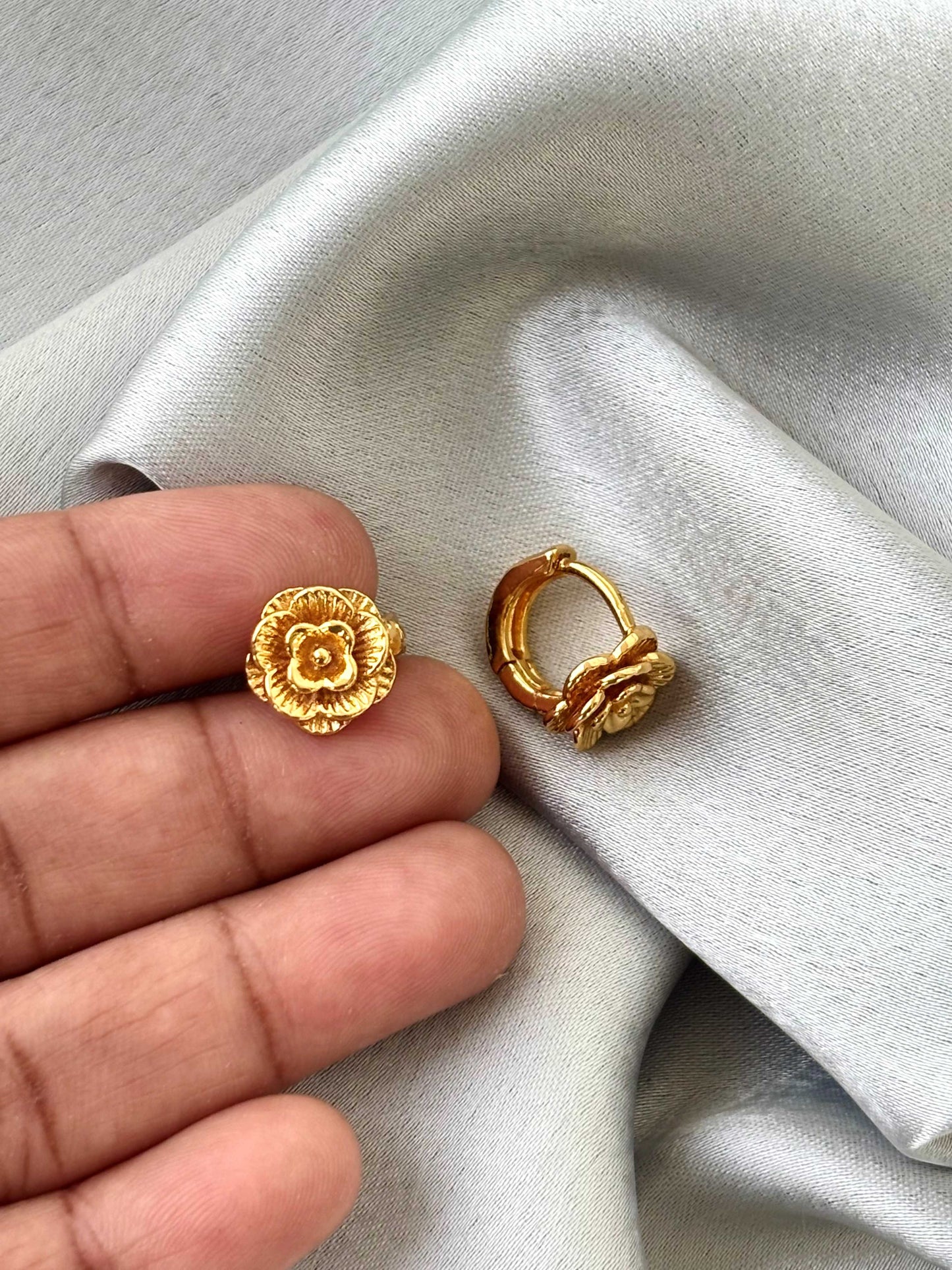 Intricate Floral Bloom Gold-Plated Studs