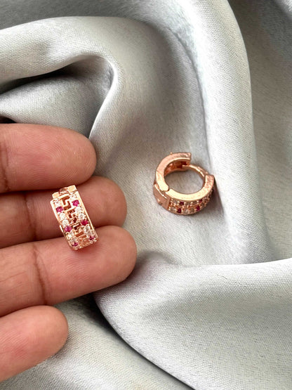 Stone-Encrusted Rose Gold-Plated Huggies