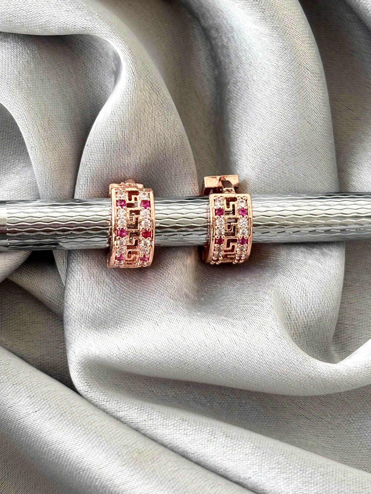 Stone-Encrusted Rose Gold-Plated Huggies
