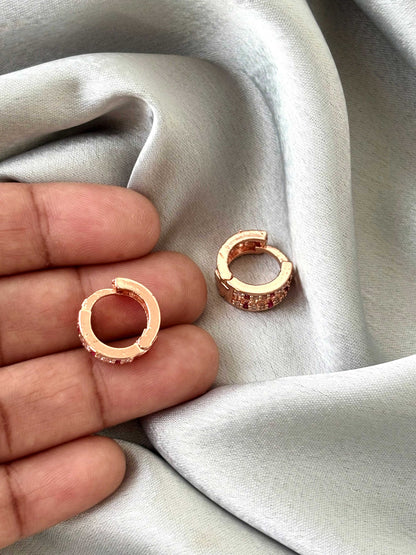 Stone-Encrusted Rose Gold-Plated Huggies