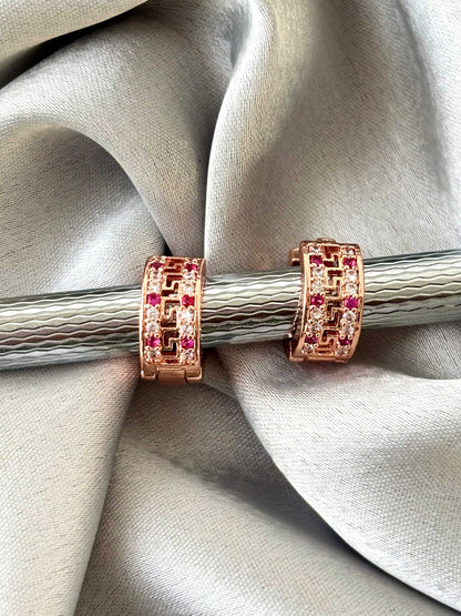 Stone-Encrusted Rose Gold-Plated Huggies