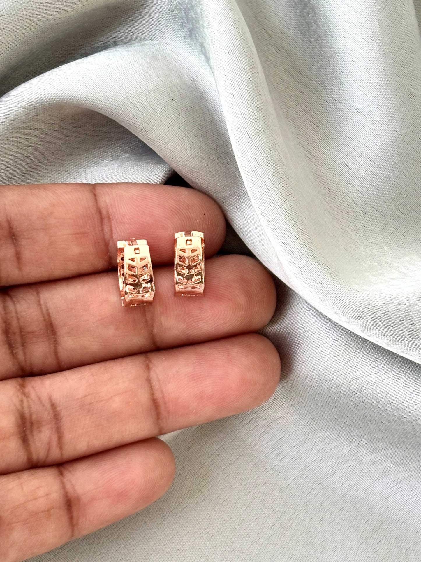 White Stone Rose Gold-Plated Huggies