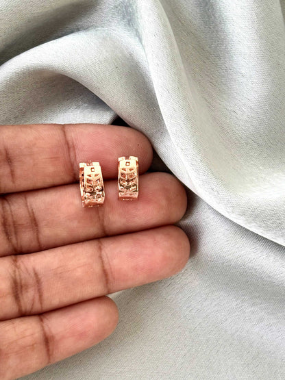 White Stone Rose Gold-Plated Huggies
