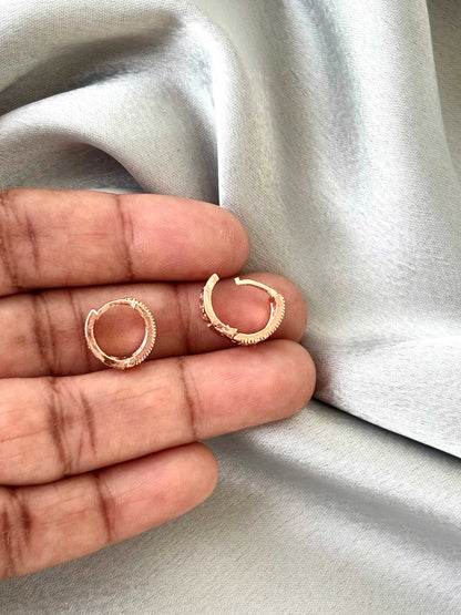 White Stone Rose Gold-Plated Huggies