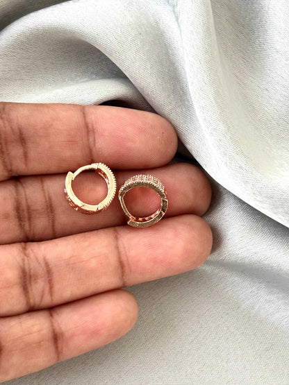 White Stone Rose Gold-Plated Huggies