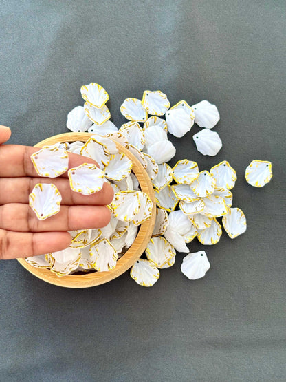 White and Gold Petal Acrylic Beads