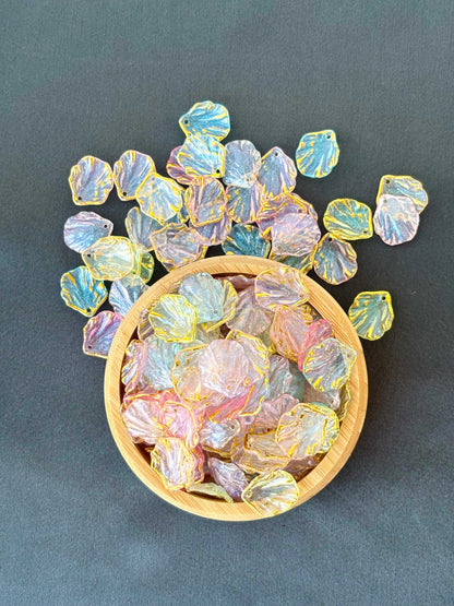Iridescent Gold-Edged Petal Acrylic Beads