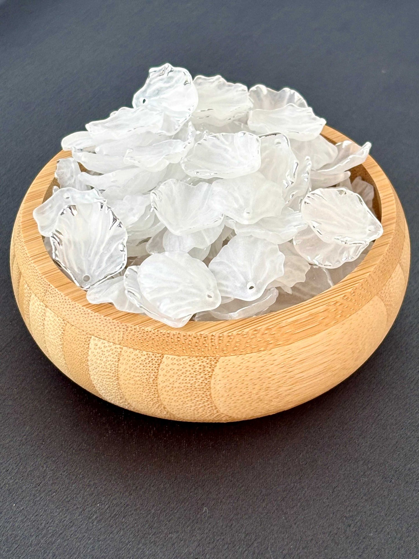 Silver-Edged Frosted Petal Acrylic Beads
