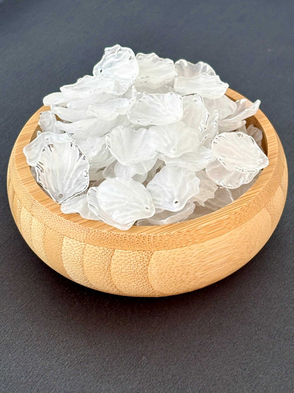 Silver-Edged Frosted Petal Acrylic Beads