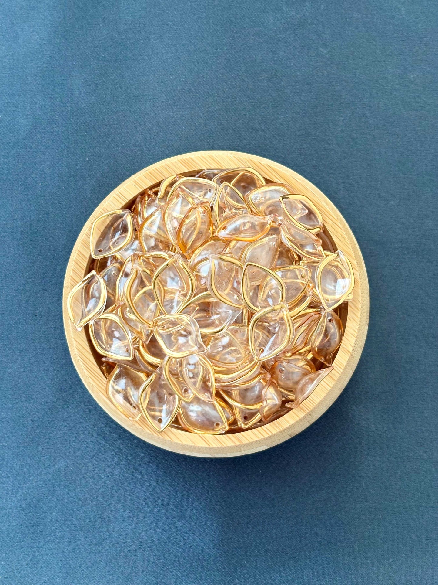Gold-Rimmed Clear Leaf Acrylic Beads