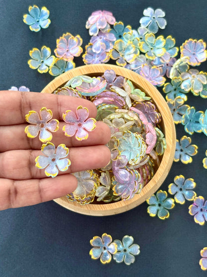 Iridescent Gold-Edged Blossom Beads