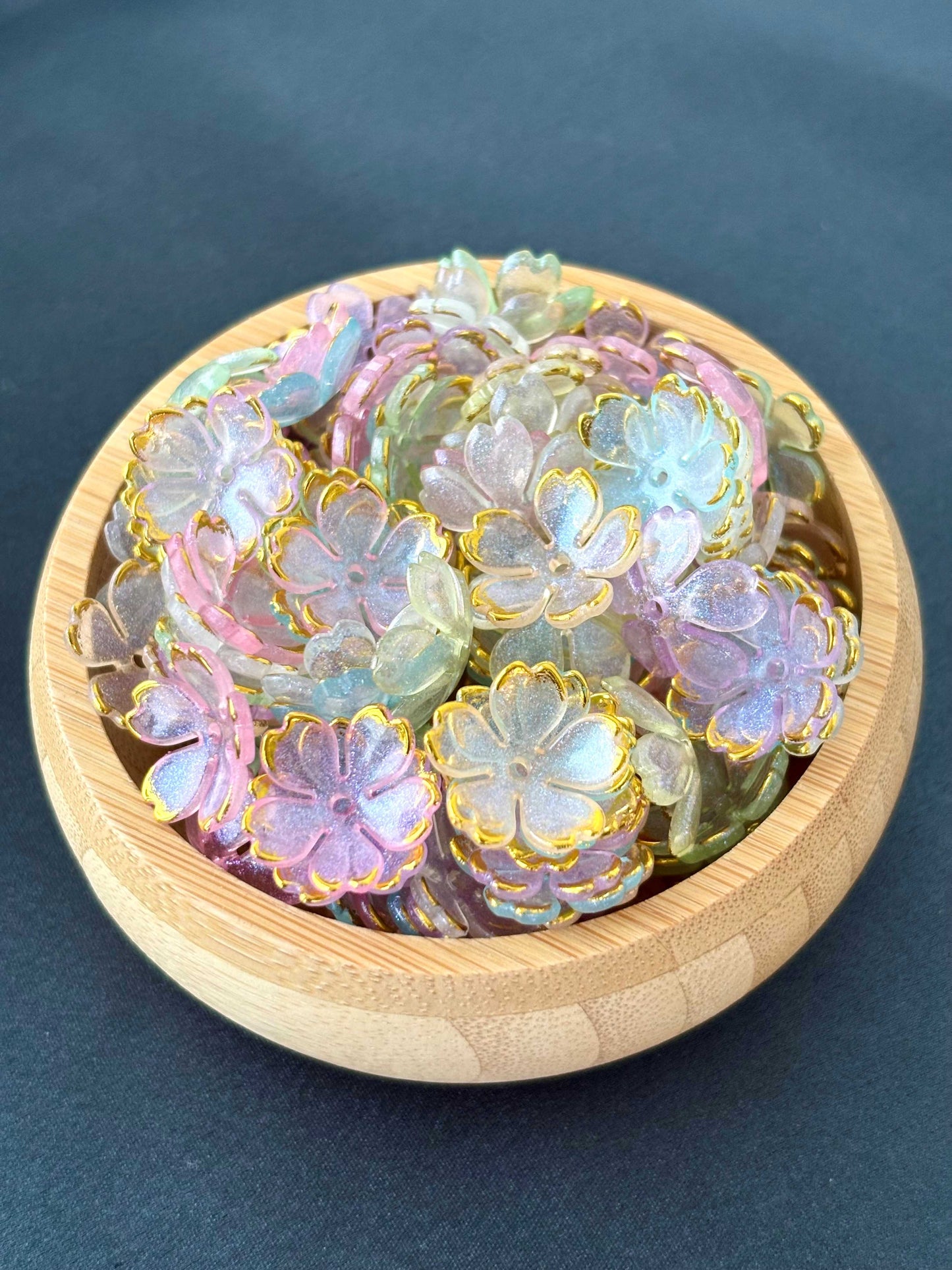 Iridescent Gold-Edged Blossom Beads