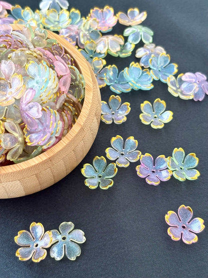 Iridescent Gold-Edged Blossom Beads