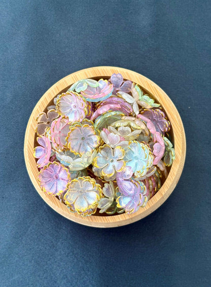 Iridescent Gold-Edged Blossom Beads