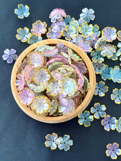 Iridescent Gold-Edged Blossom Beads