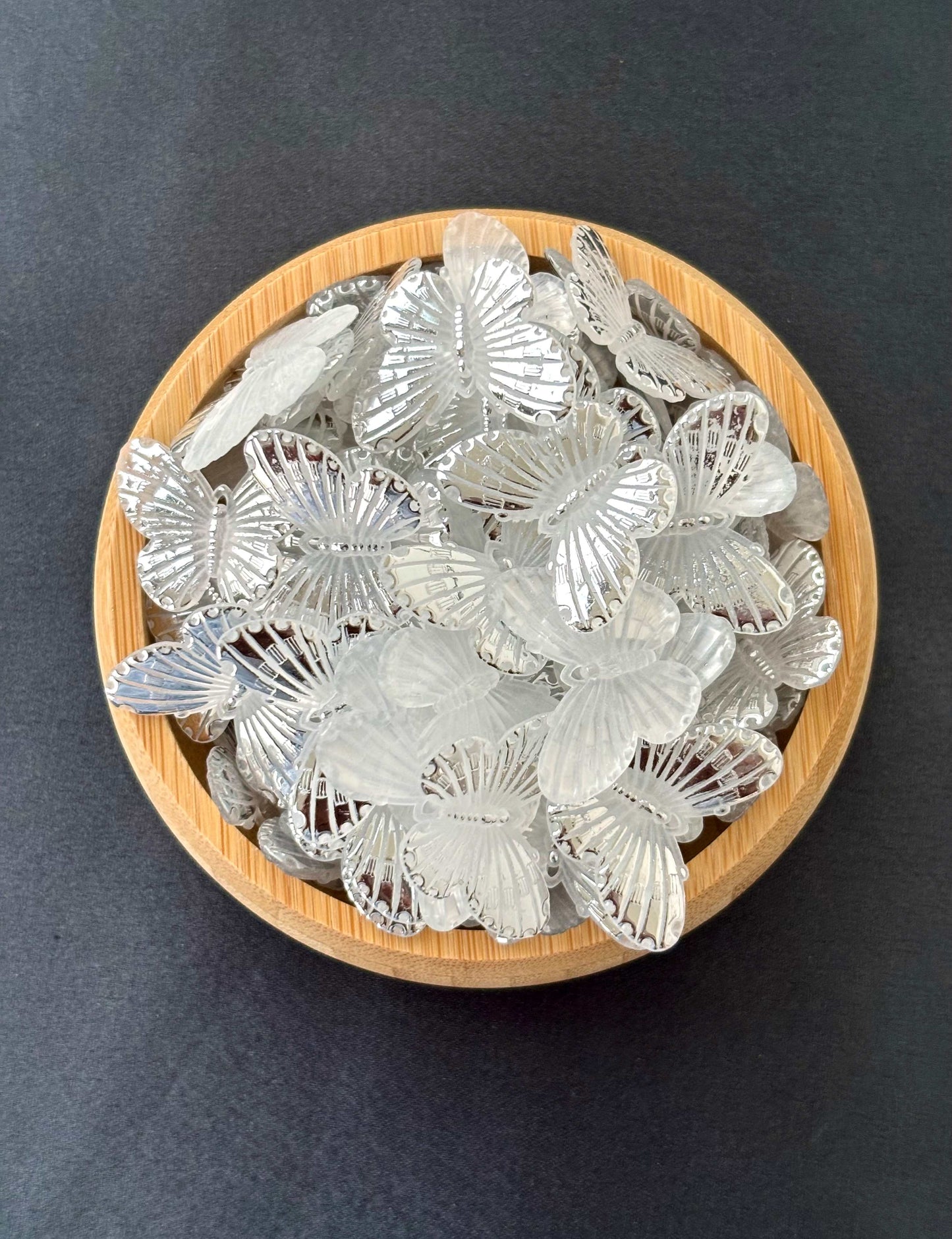 Silver-Veined Butterfly Acrylic Beads