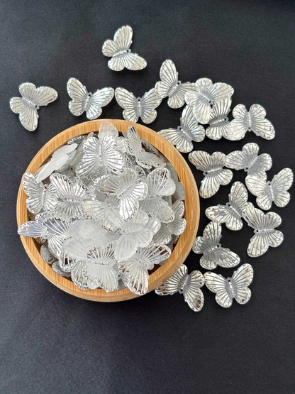 Silver-Veined Butterfly Acrylic Beads
