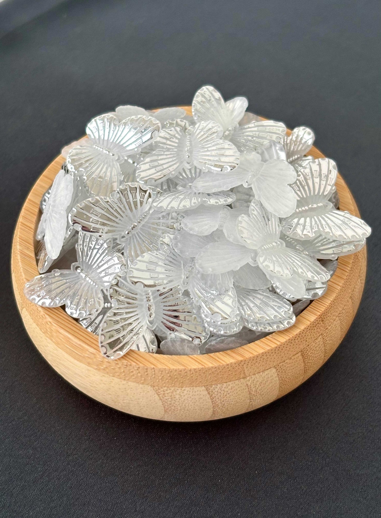 Silver-Veined Butterfly Acrylic Beads