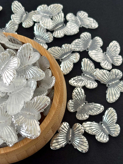 Silver-Veined Butterfly Acrylic Beads