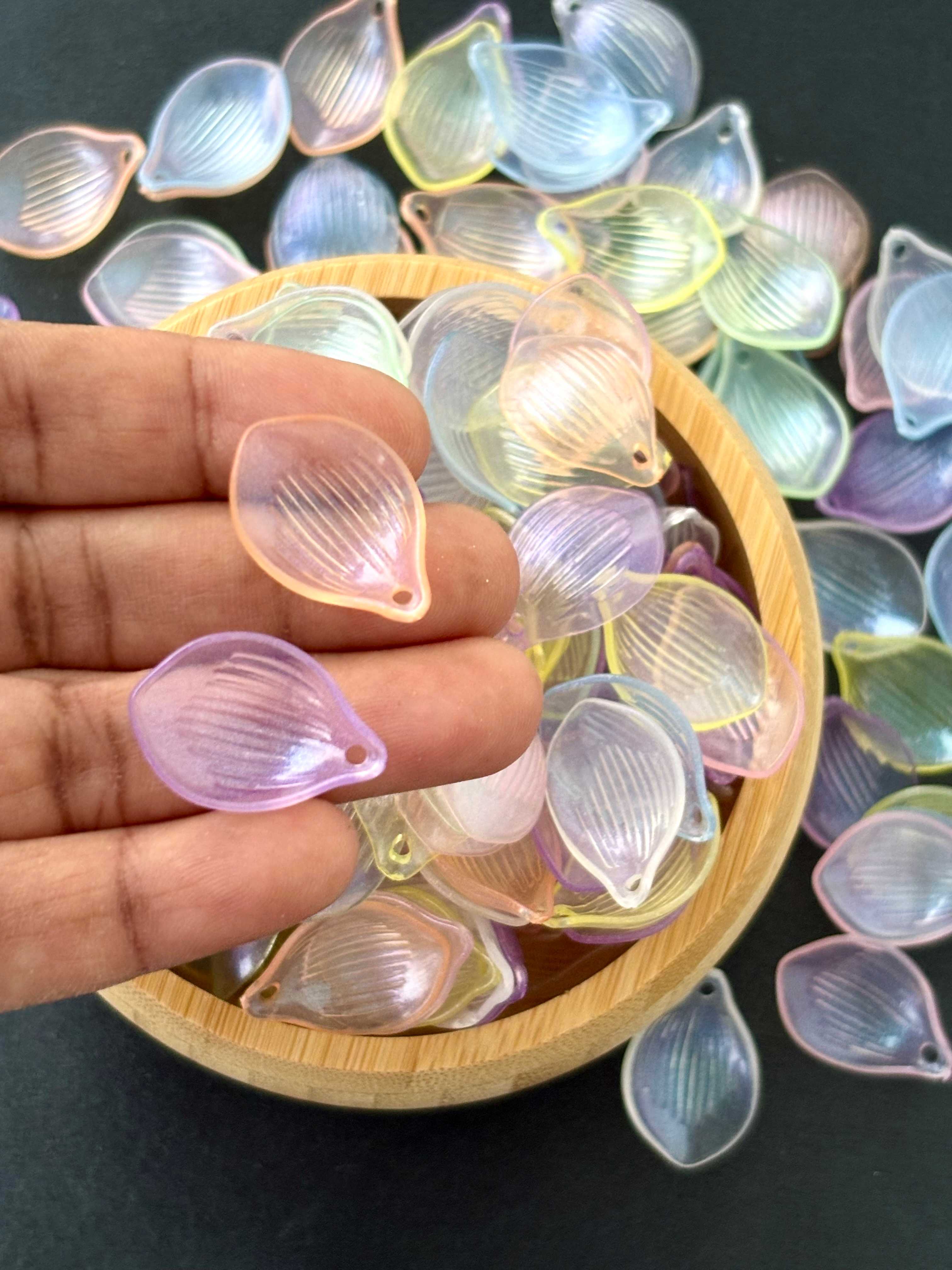 Pastel Ribbed Petal Acrylic Beads