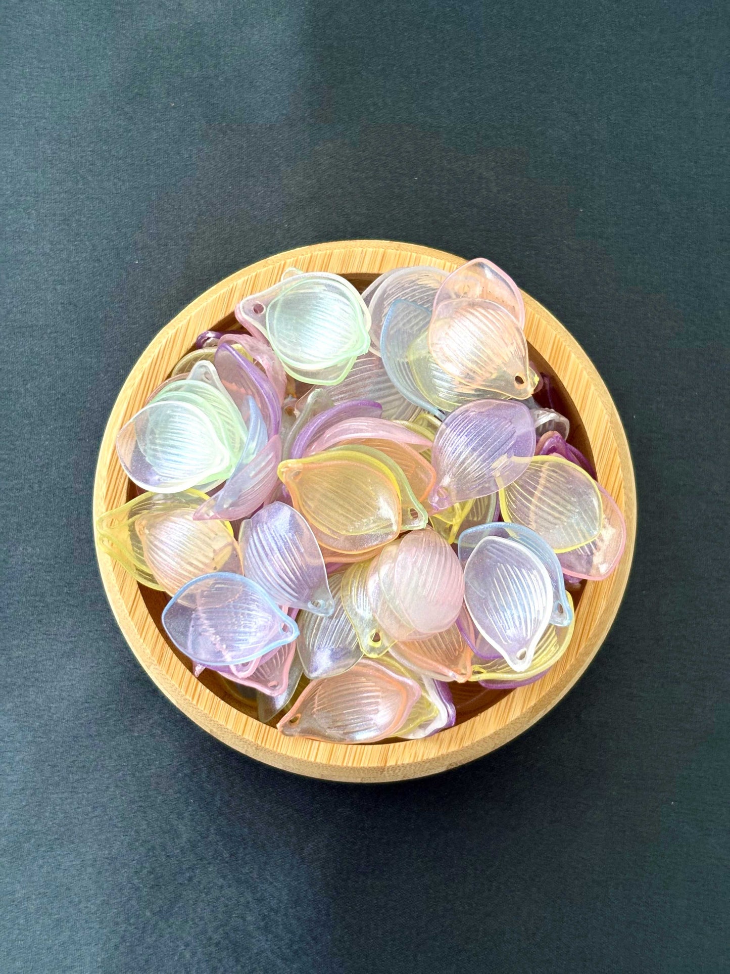 Pastel Ribbed Petal Acrylic Beads