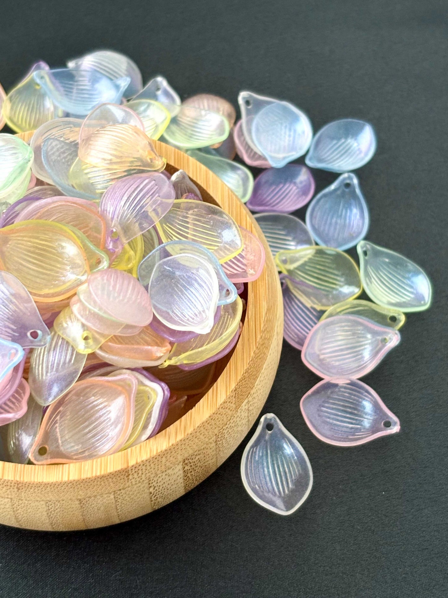 Pastel Ribbed Petal Acrylic Beads