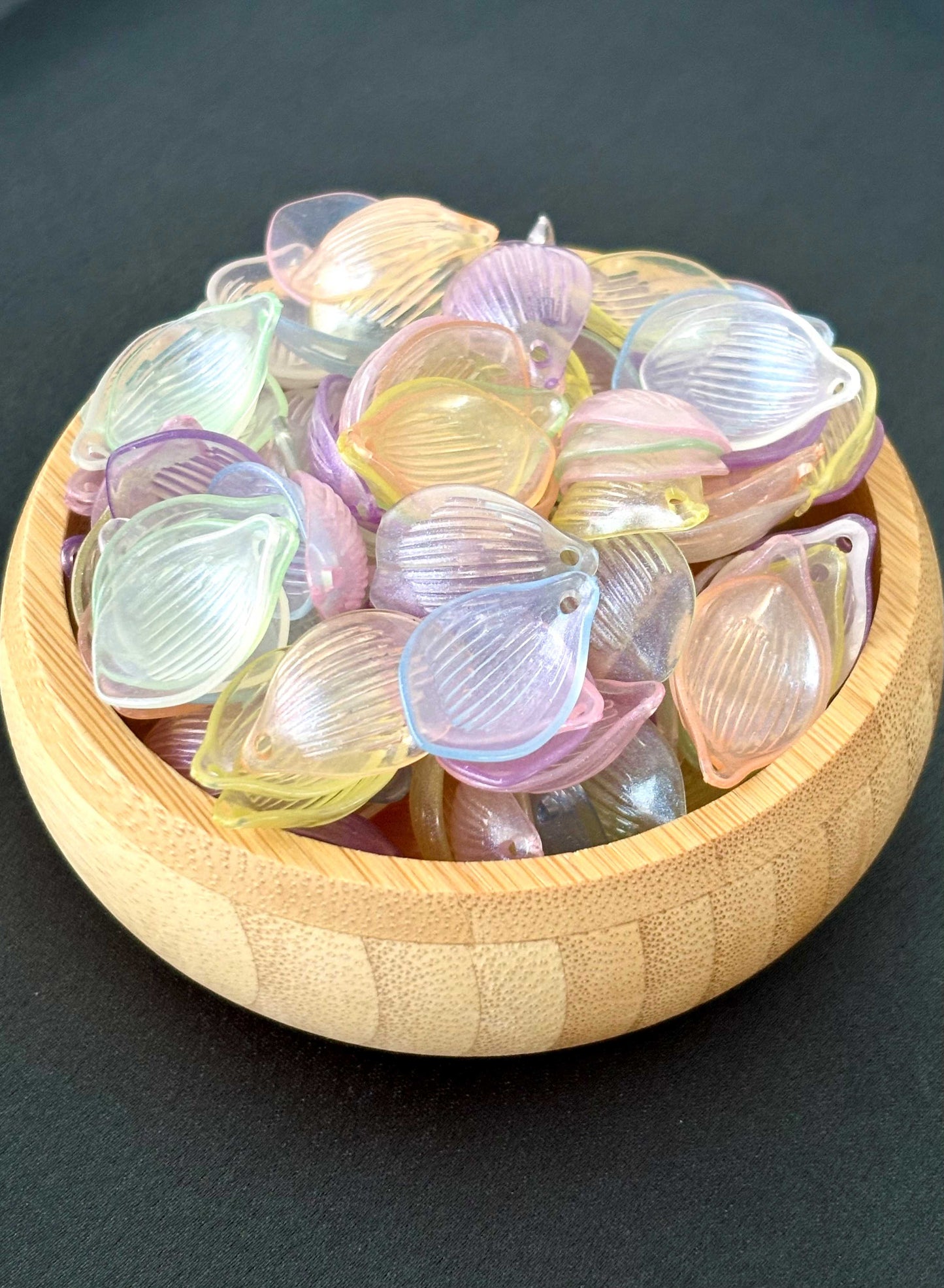 Pastel Ribbed Petal Acrylic Beads
