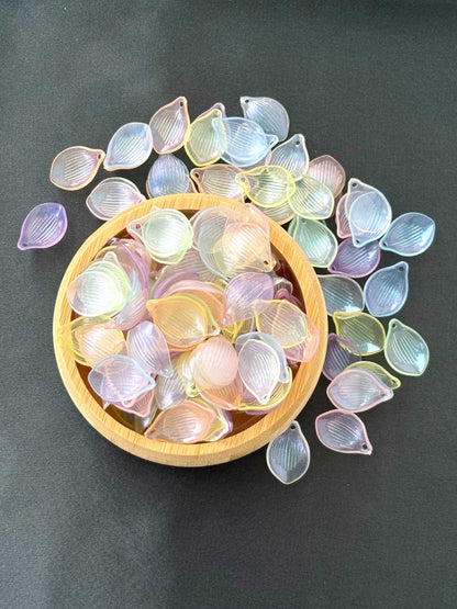Pastel Ribbed Petal Acrylic Beads