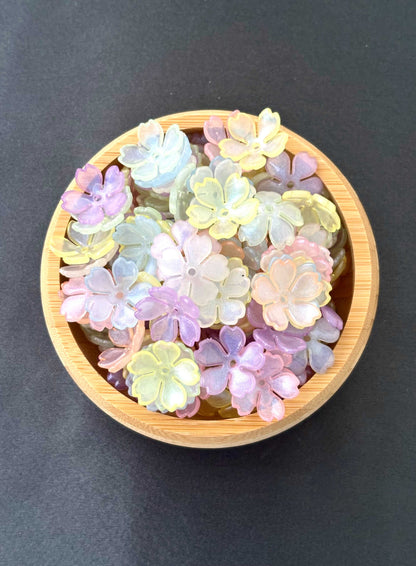 Pastel Iridescent Five-Petal Flower Beads
