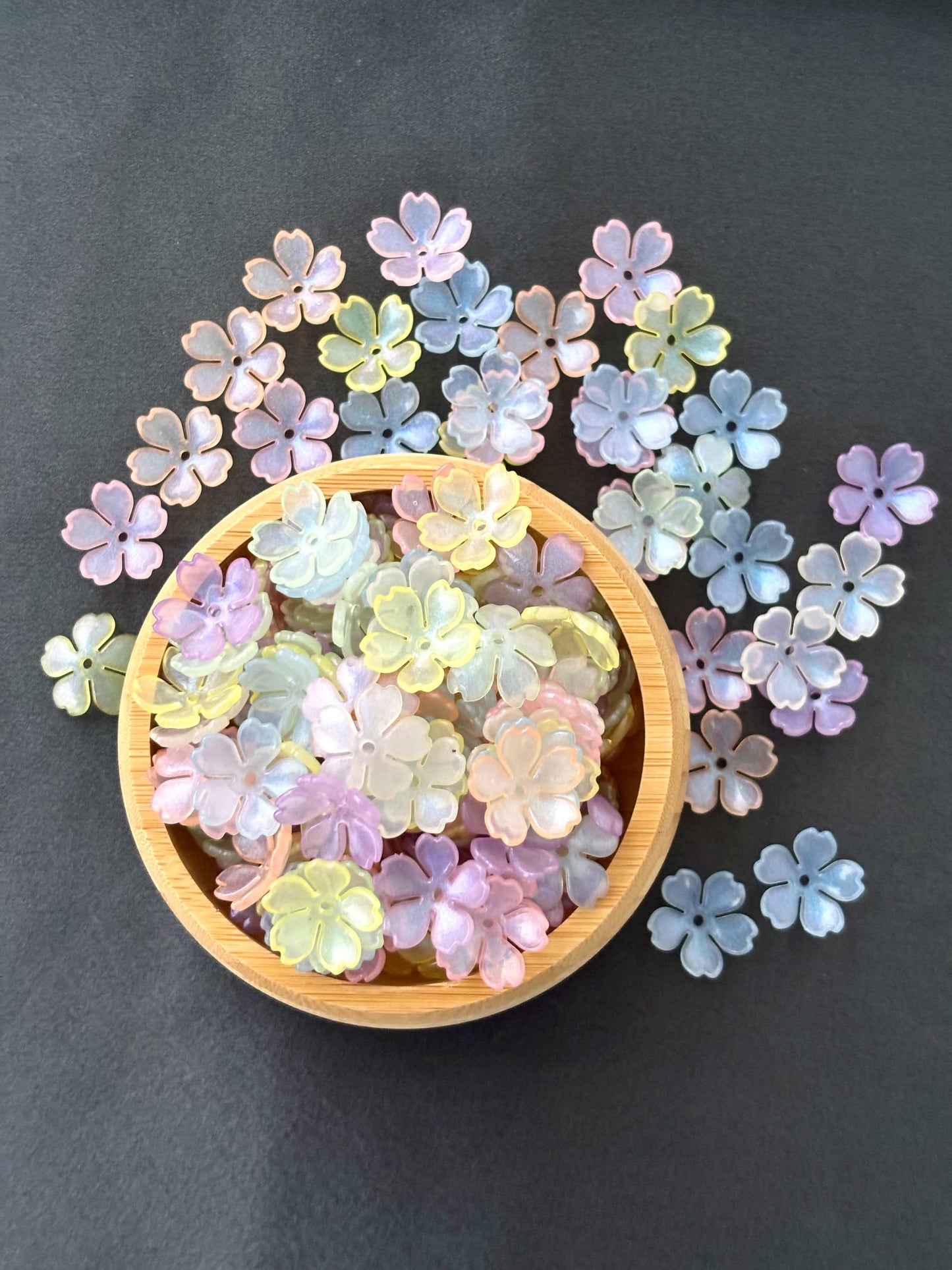 Pastel Iridescent Five-Petal Flower Beads