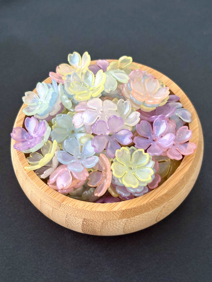 Pastel Iridescent Five-Petal Flower Beads