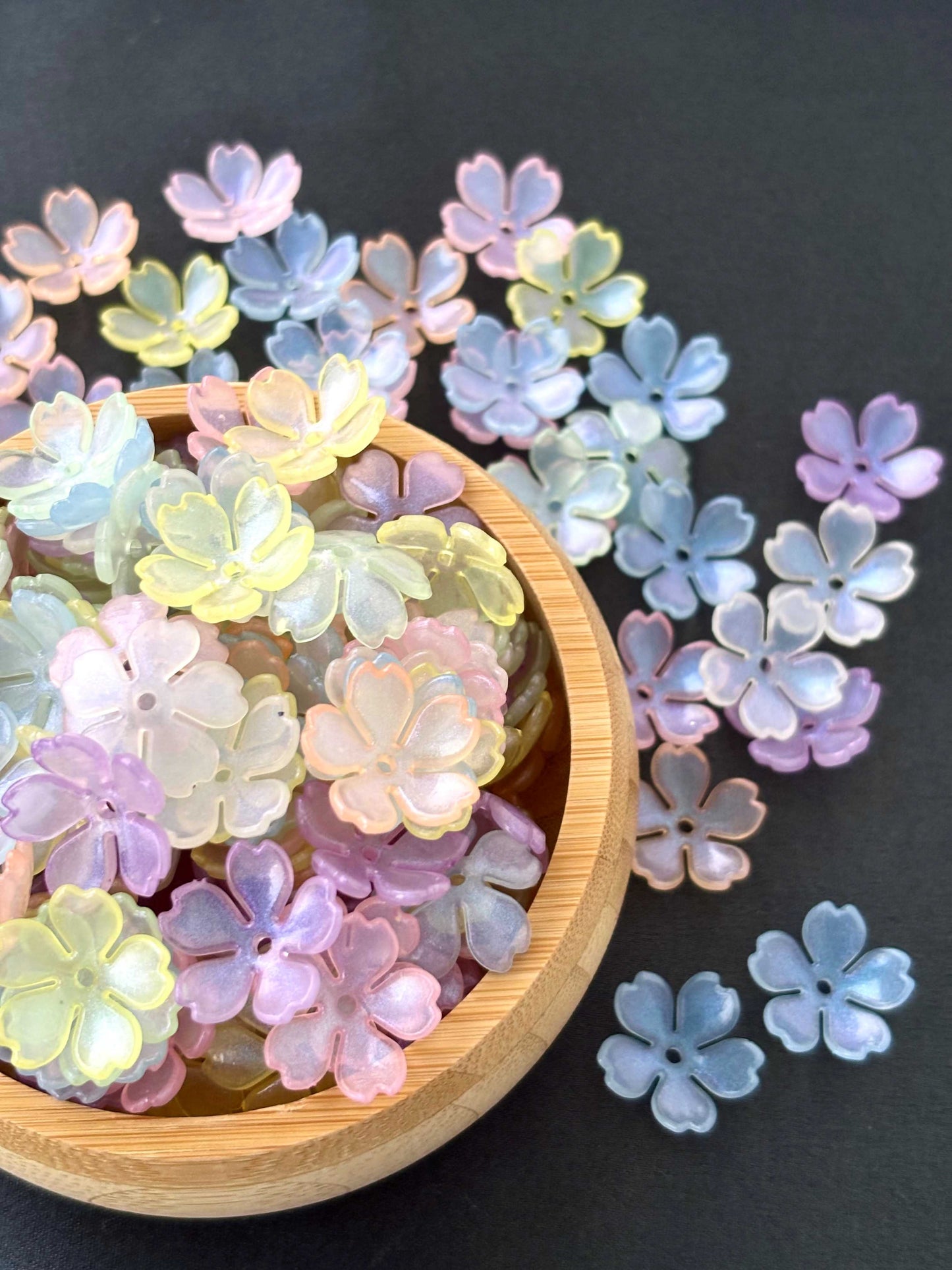 Pastel Iridescent Five-Petal Flower Beads