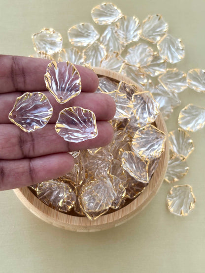 Gold Rimmed Clear Acrylic Petal Beads