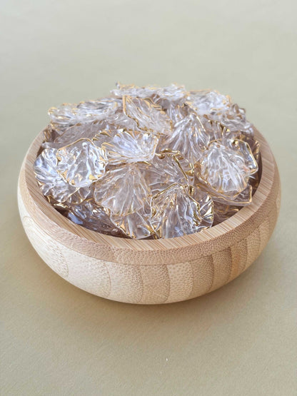 Gold Rimmed Clear Acrylic Petal Beads