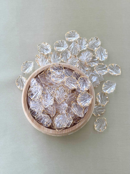Gold Rimmed Clear Acrylic Petal Beads
