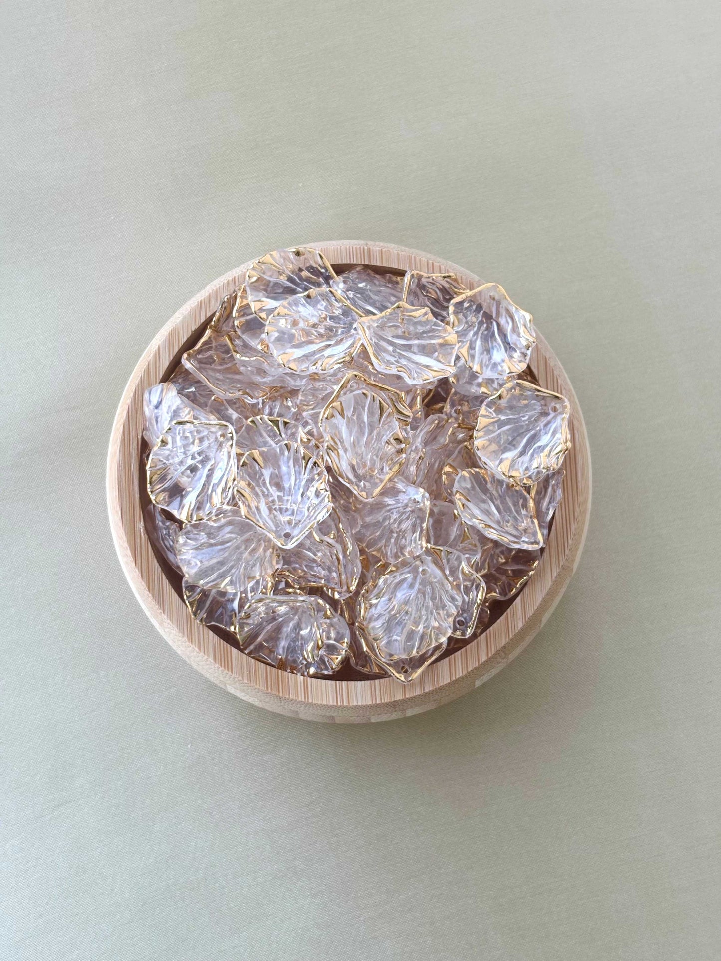 Gold Rimmed Clear Acrylic Petal Beads