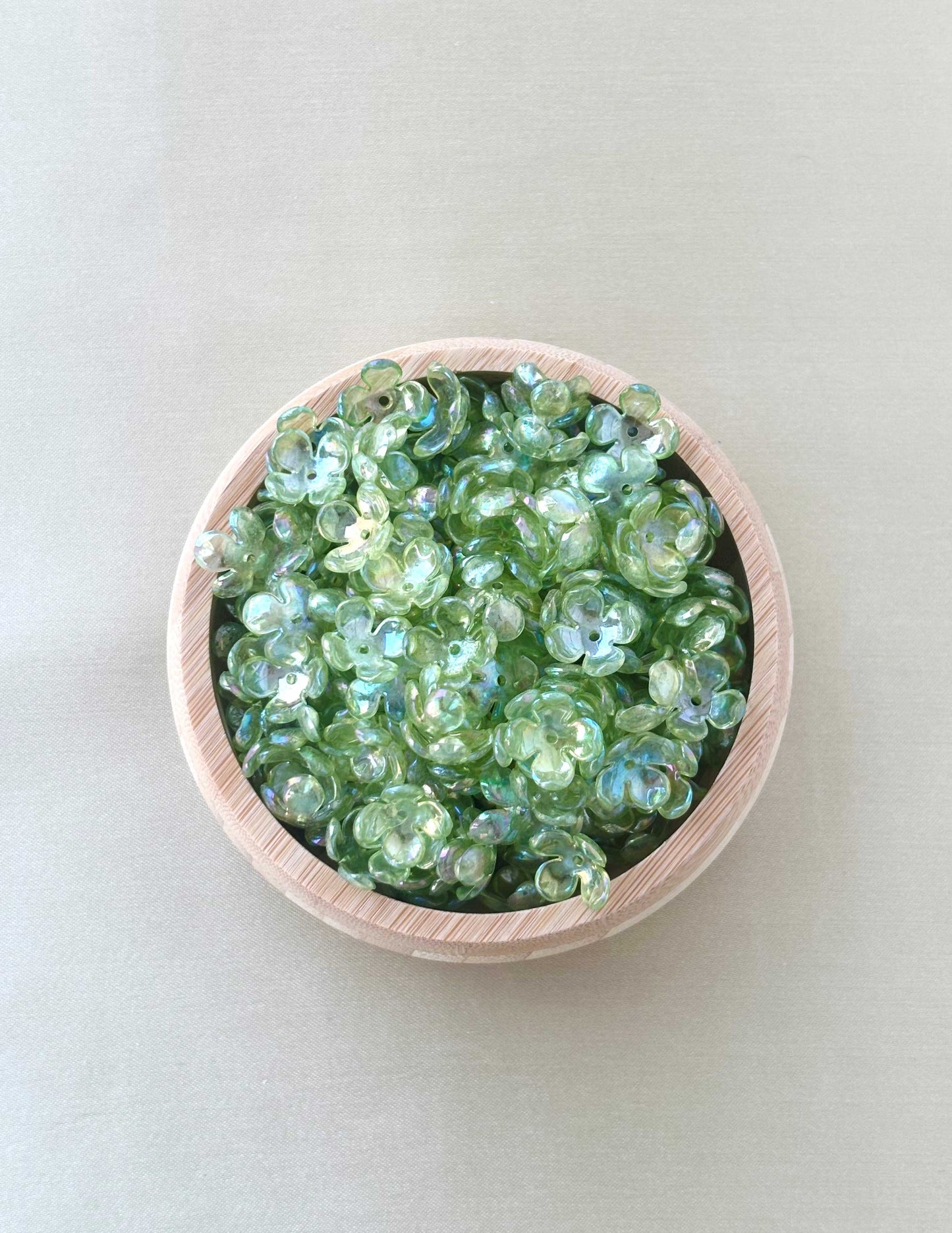 Four Petals Lime Green Flower Beads