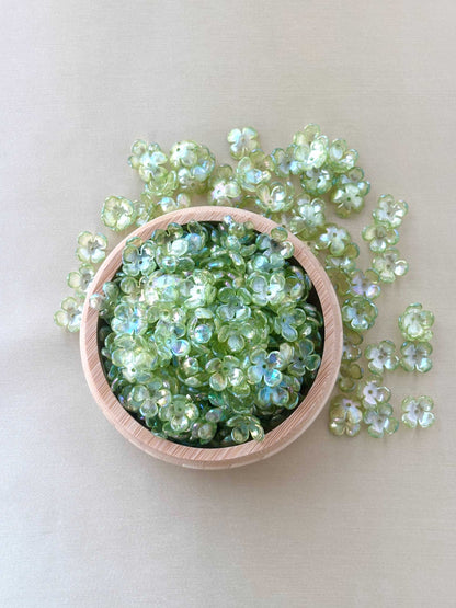 Four Petals Lime Green Flower Beads