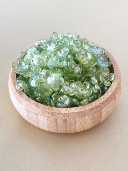 Four Petals Lime Green Flower Beads